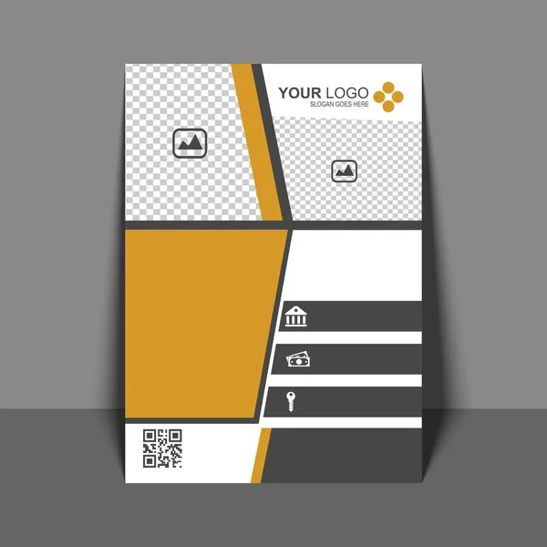 Folheto profissional em amarelo e cinza, Brochura corporativa, Annua — Vetor de Stock