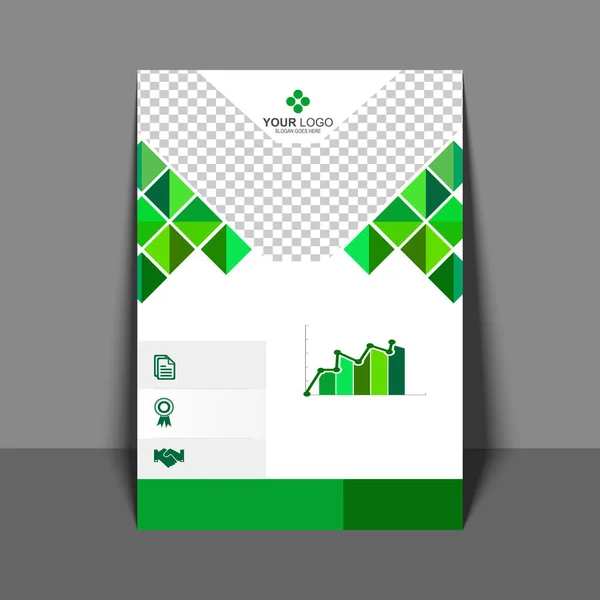 Folheto profissional na cor verde, folheto corporativo, relatório anual —  Vetores de Stock