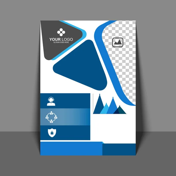 Professioneller Flyer in blau, Imagebroschüre, Geschäftsbericht und — Stockvektor