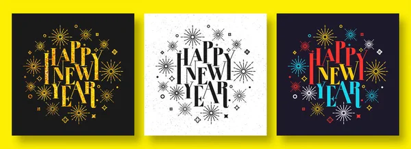 Happy New Year text with colorful explosion. — Stock Vector