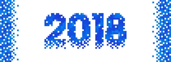 Pixleted текст 2018 року, веб-банер. Щасливого нового року концепції. — стоковий вектор