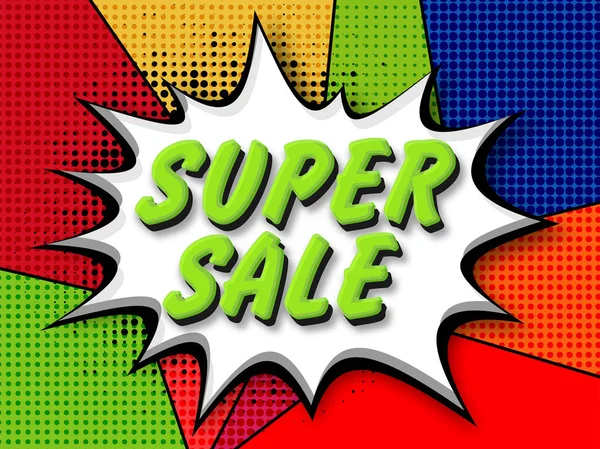 Super Sale Pop-Art Banner. — Stock Vector