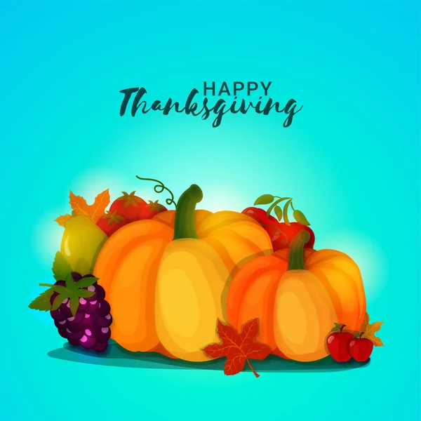 Thanksgiving Day banner with fruits and vegetables. — Stock Vector