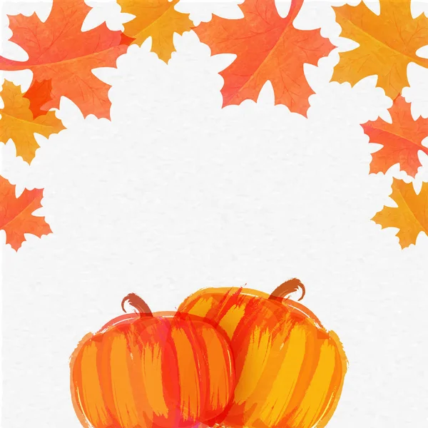 Handgezeichnete Kürbisse mit Herbstblättern zum Erntedankfest. — Stockvektor