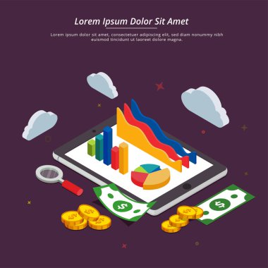 Internet para, büyüme veya yatırım kavramı. Fintech (mali