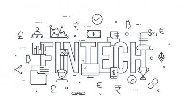 Fin-tech (finans teknolojileri) mekanizması arka plan. 