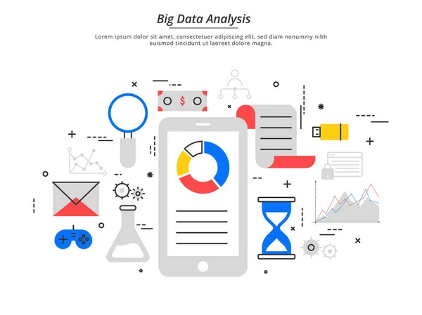 Big Data, Maschinenalogorithmen, Analysekonzept Saftey und Secu — Stockvektor