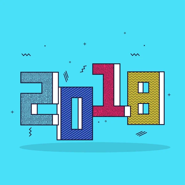 Stylový 3d text 2018 pro šťastný nový rok oslav v ploché des — Stockový vektor