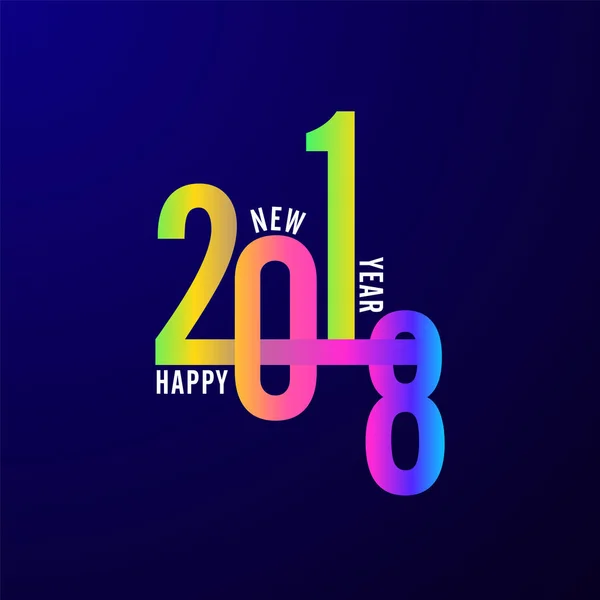 Stylový barevný text šťastný nový rok 2018 na modrém pozadí. — Stockový vektor