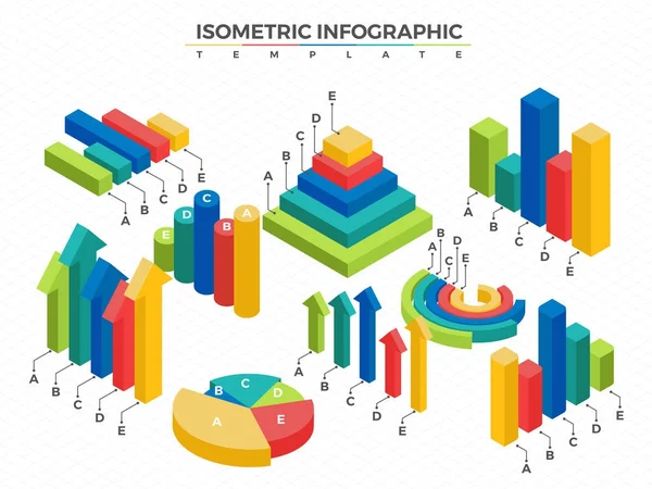 Izometryczne wykresy dla biznesu i finansów. — Wektor stockowy