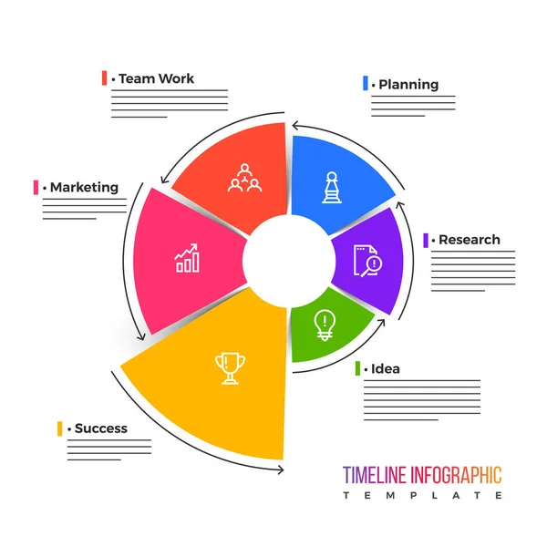 Timeline Infographics layout with six(6) steps — Stock Vector