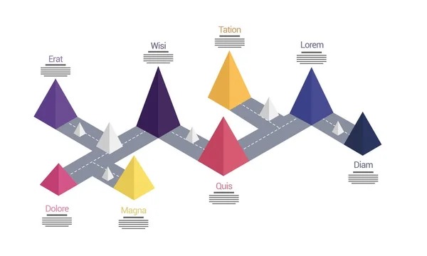 Timeline 3D Layout infografico con EIght (8) passi . — Vettoriale Stock