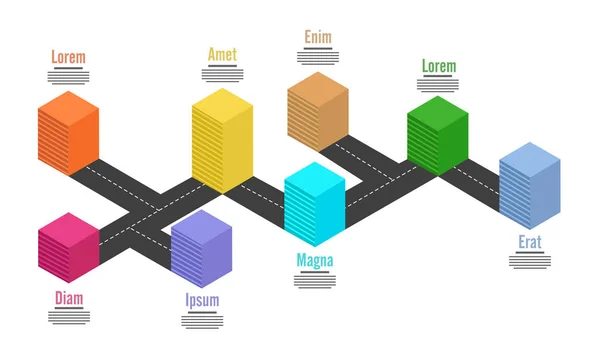 3D Timeline Infographics layout with EIght (8) steps. — Stock Vector