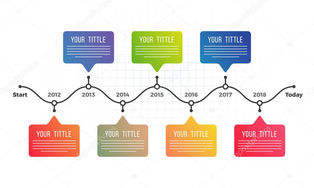 Timeline Infographics layout with seven (7) steps.