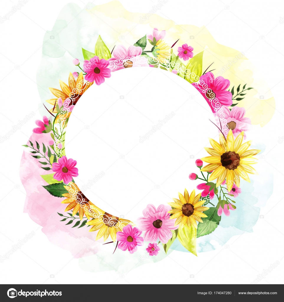 Decorated Frames Watercolours Flowers Decorated Frames Stock