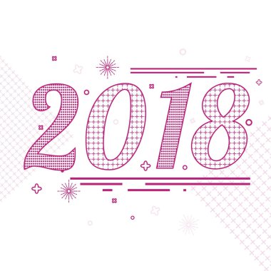 Beyaz arka plan üzerinde hat sanat metin 2018 pembe