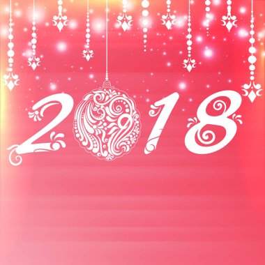 Yeni yıl kutlama için parlak pembe tebrik kartı tasarımı.