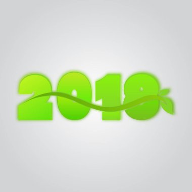 Yeni yıl kutlaması için gri arka plan üzerinde parlak yeşil metin.