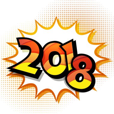 2018 metin beyaz noktalı resim pop sanat tarzı arka plan üzerinde.