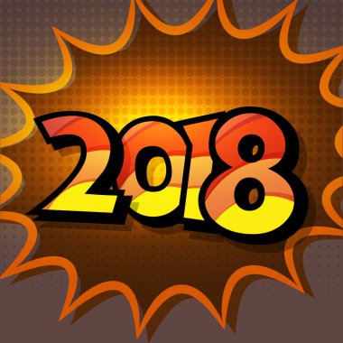 2018 metin noktalı resim pop sanat tarzı arka plan üzerinde.