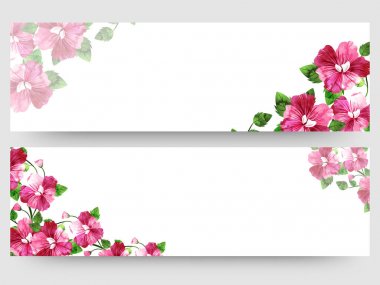 Web sitesi başlık veya afiş ile renkli suluboya çiçek ayarla.