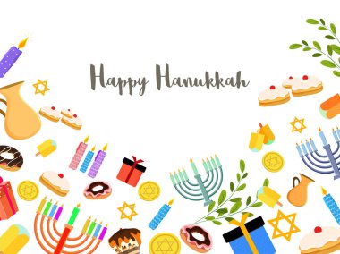 Jewish holiday Hanukkah with menorah (traditional Candelabra), d clipart