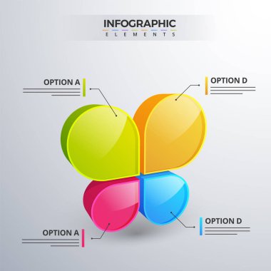 3D Infographic öğe veya grafik adımlarla dört (4) .