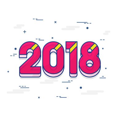 Zarif metin 2018, yeni yıl kutlamaları kavramı.