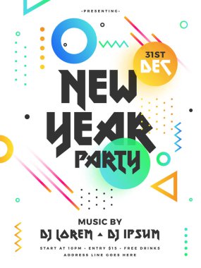 Renkli yeni yıl partisi el ilanı tasarımı.