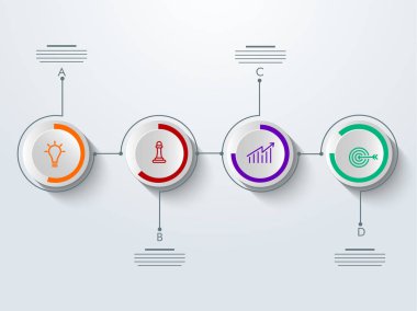 Renkli zaman çizelgesi Infographics düzen four(4) adımlarla.