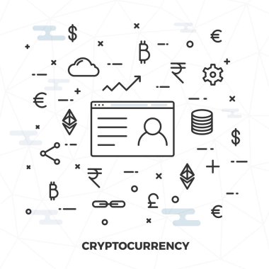 Sanal para birimi, cryptocurrency veya Internet para kavramı, düz