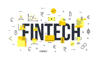 Fin-tech (finans teknolojileri) mekanizması arka plan. 