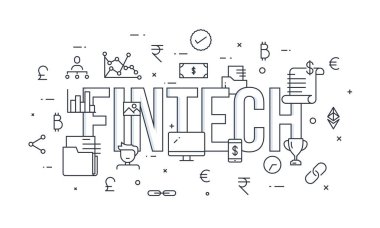 Fin-tech (finans teknolojileri) mekanizması arka plan. 