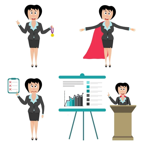 Comic character of a young business woman. — Stock Vector