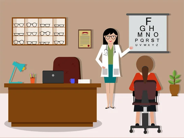 Visão frontal do conceito de Clínica de Olhos para Cuidados de Saúde . — Vetor de Stock