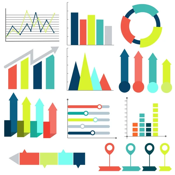 İstatistiksel Infographic grafik veya grafik farklı şekil. — Stok Vektör