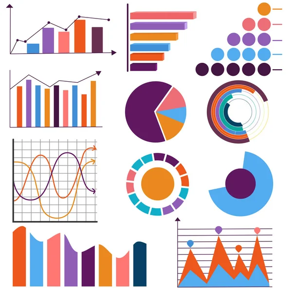 Infografía estadística o colección de gráficos . — Archivo Imágenes Vectoriales