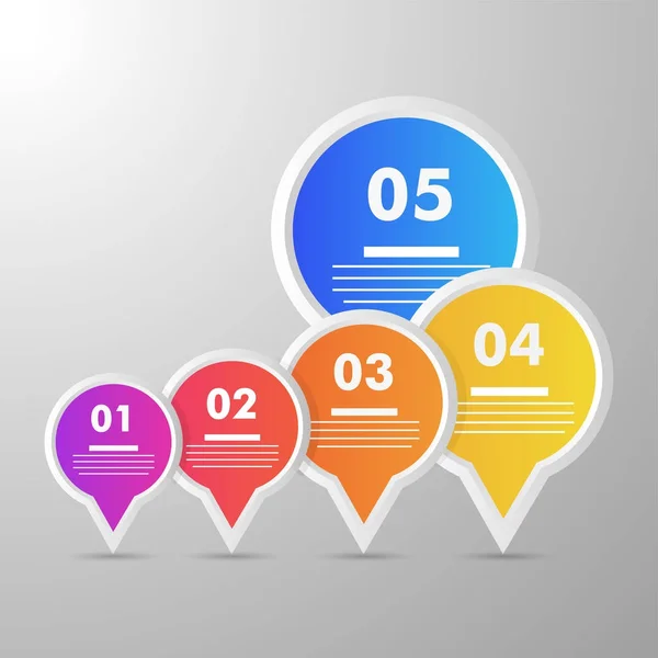 Línea de tiempo colorida Diseño de infografías con cinco (5) pasos . — Vector de stock