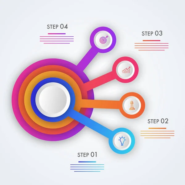 Línea de tiempo colorida Diseño de infografías con cuatro (4) pasos . — Vector de stock