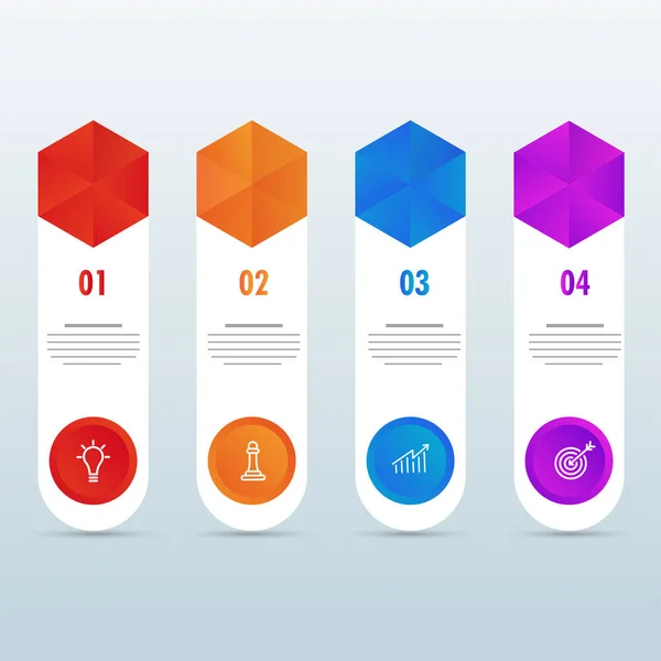 Kleurrijke Timeline Infographics lay-out met vier (4) stappen. — Stockvector