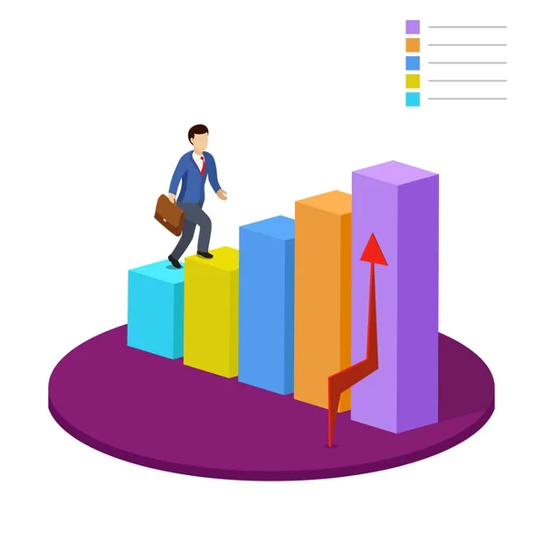 Kleurrijke staafdiagram infographic voor de bedrijfsgroei. — Stockvector