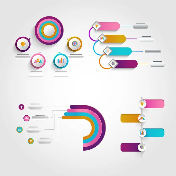 Vier Schritte bunte Infografik-Set für Business-Konzept. — Stockvektor