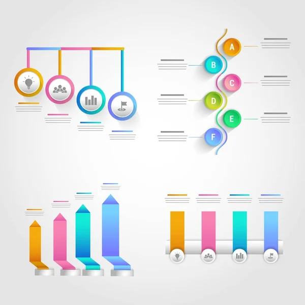 Diferentes pasos Conjunto de infografía para fines comerciales . — Vector de stock