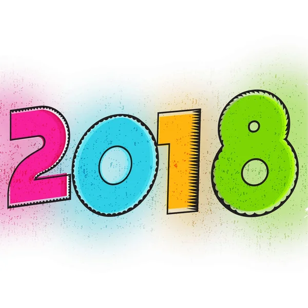 Colorido texto 2018 para la celebración de Año Nuevo . — Archivo Imágenes Vectoriales