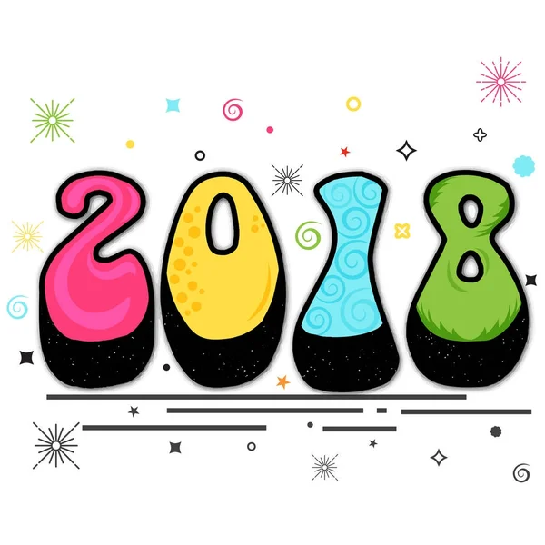 Texte élégant 2018 sur fond abstrait pour la célébration du Nouvel An — Image vectorielle