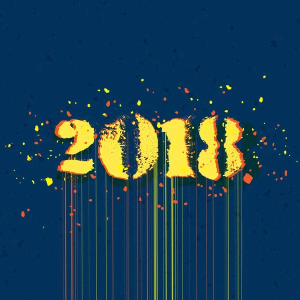 Creatieve uitbarsting tekst 2018 ingericht op blauwe achtergrond. — Stockvector