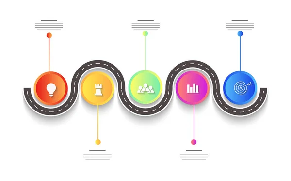 Vijf stap tijdlijn infographic voor businessconcept. — Stockvector