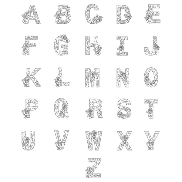 Alphabets stylisés, livre à colorier pour enfants . — Image vectorielle