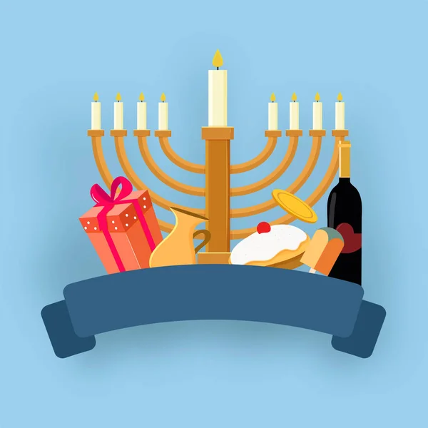 Vacances juives Hanoukka avec menorah (traditionnel Candelabra), d — Image vectorielle