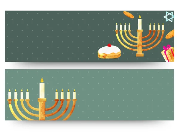 Fiesta judía Hanukkah con menorah (Candelabro tradicional), d — Archivo Imágenes Vectoriales